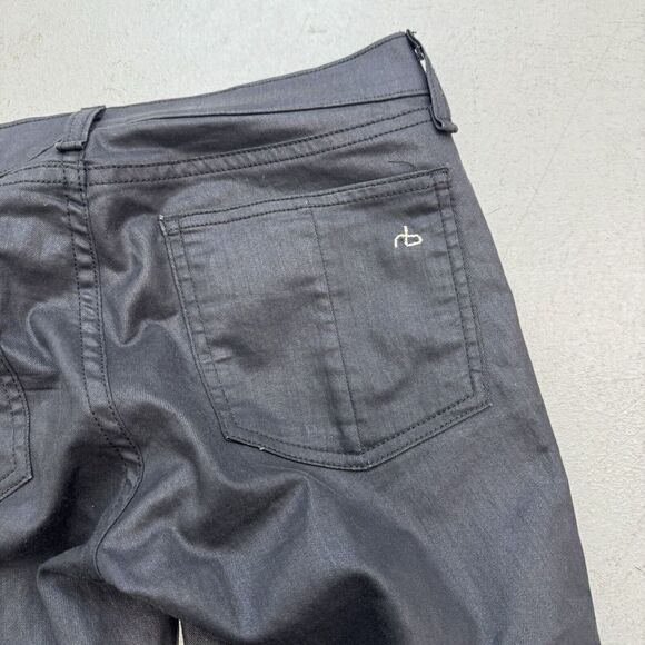 Rag & Bone Devi Skinny Jeans Lace Up Ankle Waxed Coated Black Wash Sz 28 (31x28) - Picture 9 of 9